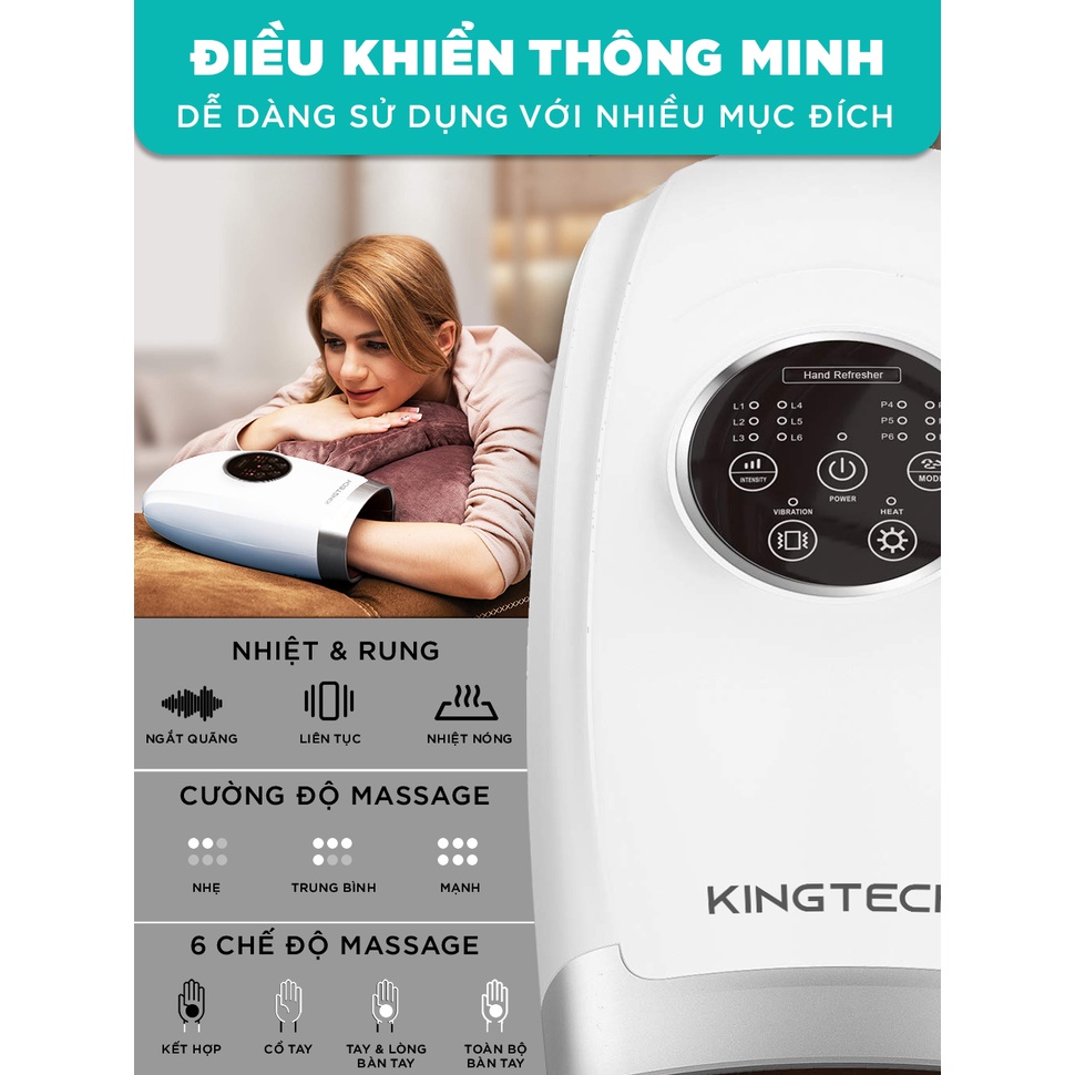 Máy Massage Tay Cao Cấp KINGTECH KH-690 - Mát xa Trị Liệu Tích Hợp Nhiệt, Matxa Vùng Cổ, Mu, Ngón, Lòng Bàn Tay