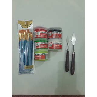 Combo màu vẽ + cọ vẽ + bay vẽ