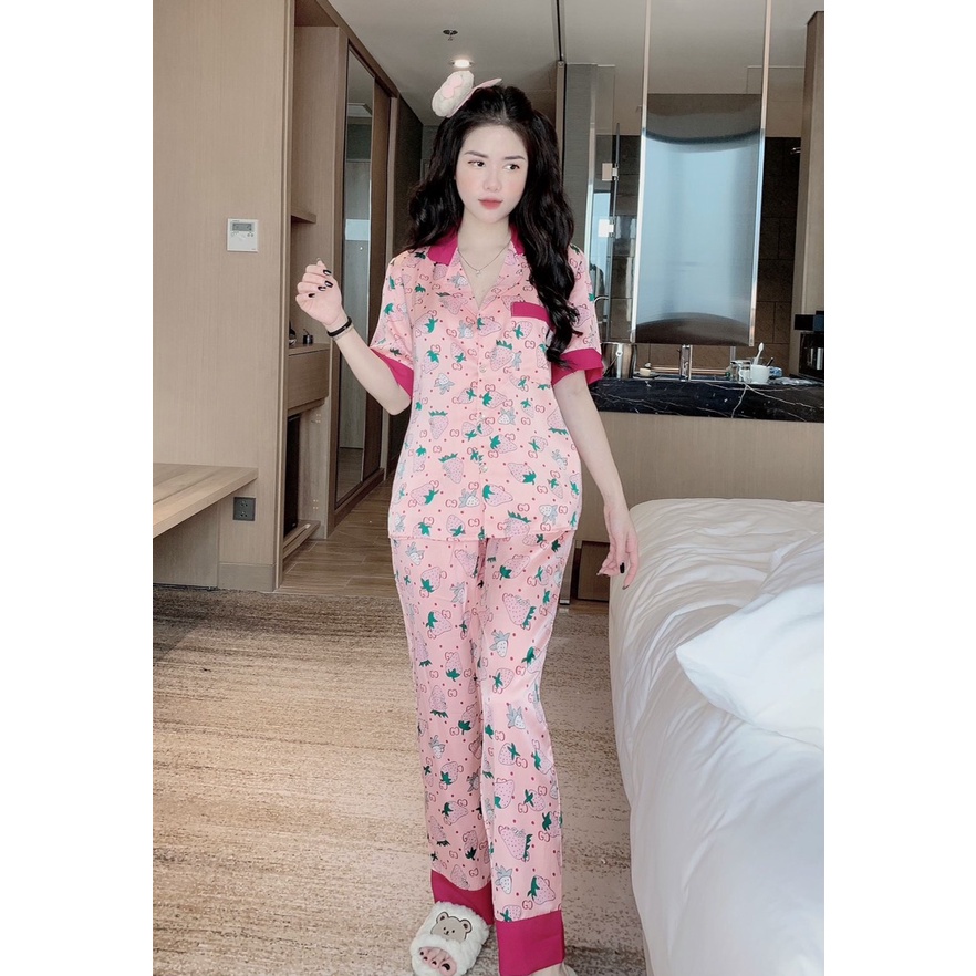 sét đồ bộ pijama nữ tay ngắn quần dài , đồ bộ mặc nhà lụa mango latin satin lụa xịn cao cấp giá rẻ tận xưởng pijama hot