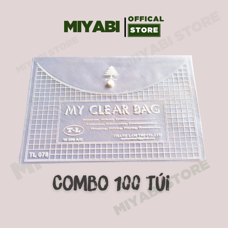 Combo 40/60/80/100 bìa đựng tài liệu văn phòng phẩm giá sỉ A4 trong suốt - Túi clear bag mỏng - MIYABI Store