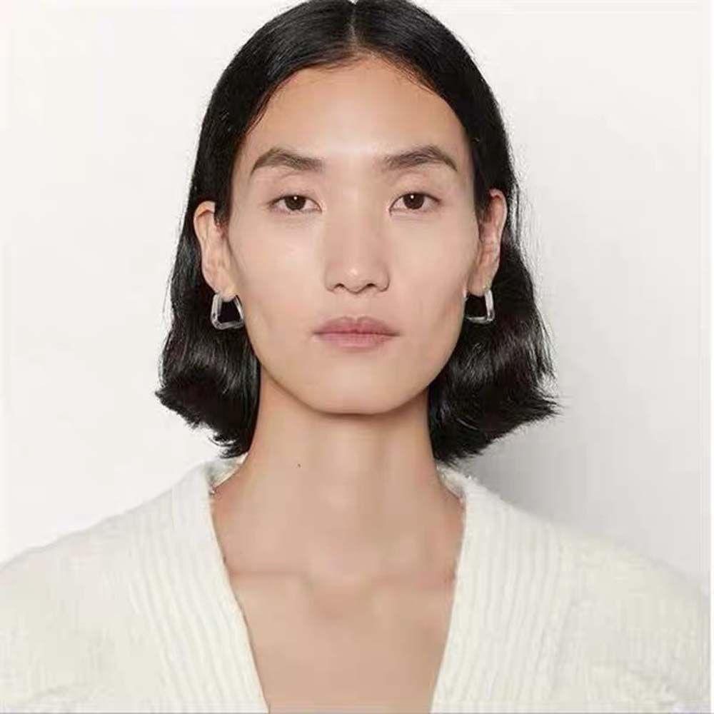 Bông Tai Dạng Vòng Tròn Màu Bạc Đơn Giản Thời Trang MXMUSTY|Bông Tai Hình Tam Giác / Vuông Màu Sắc Độc Đáo Phong Cách Hàn Quốc