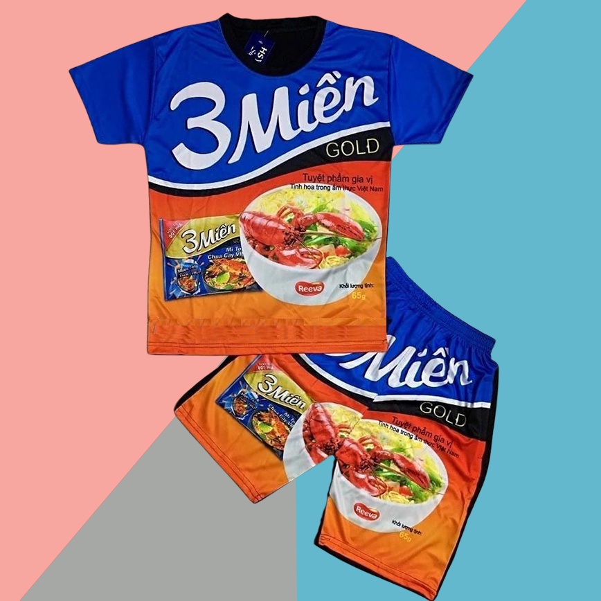 Bộ quần áo thun mì tôm 3 miền cả nhà cùng mặc 12kg đến 85kg co dãn thoáng mát, không bai xù