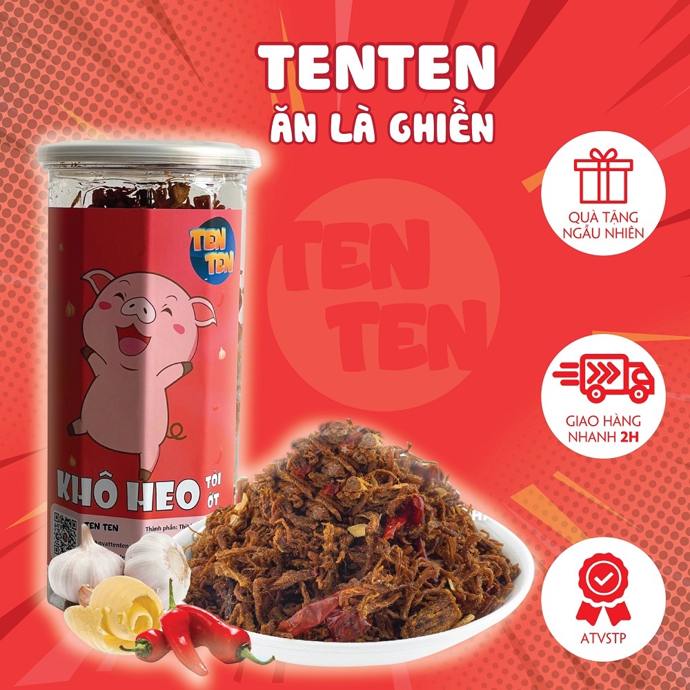 Khô heo tỏi ớt TenTen hộp 300g, đồ ăn vặt vừa ngon vừa rẻ, đảm bảo atvstp - Ăn là ghiền! | BigBuy360 - bigbuy360.vn
