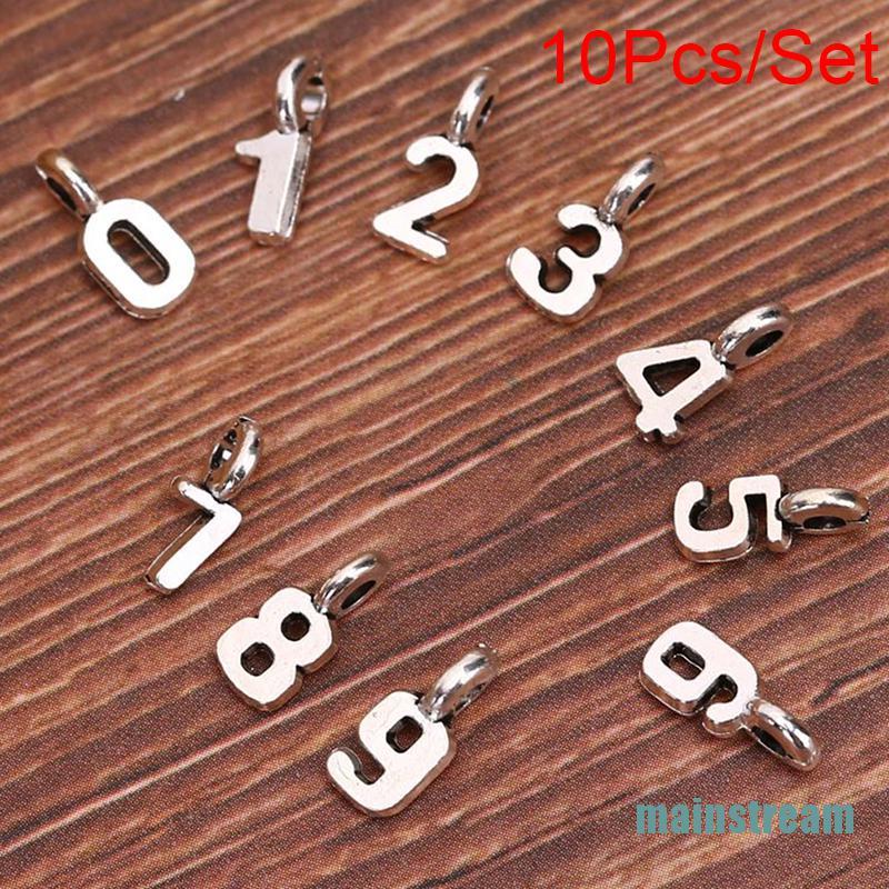 CHARMS Set 10 Mặt Dây Chuyền Hình Số Ả Rập