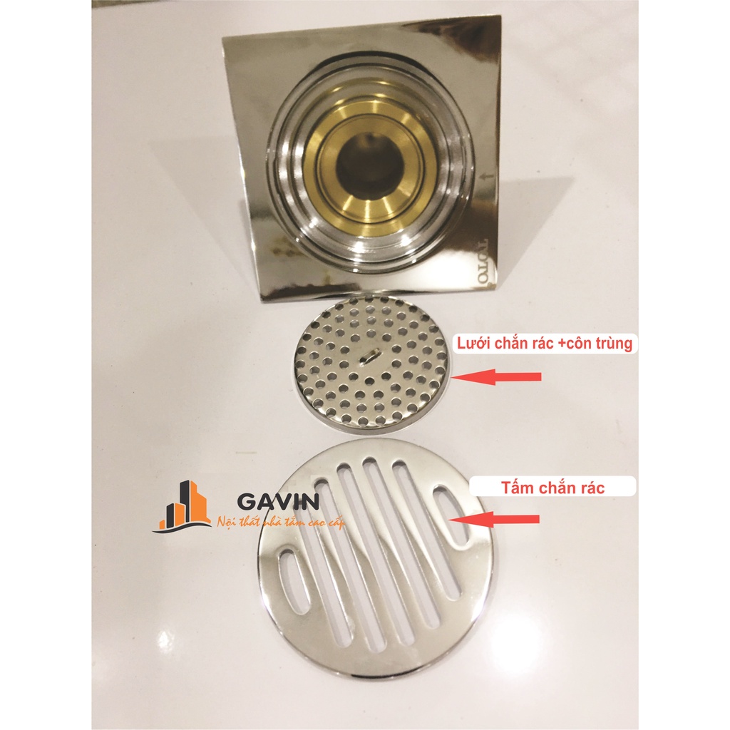 Thoát sàn ngăn mùi hôi và côn trùng 12x12 cm, vừa với các kích thước đường ống