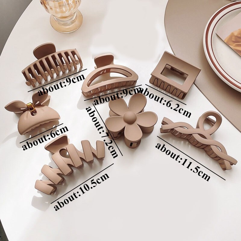 Set 9 chiếc kẹp tóc bản to màu cà phê mẫu mới 2022 cho bạn gái kẹp tóc càng cua Korea Style chất liệu nhựa Acrylic