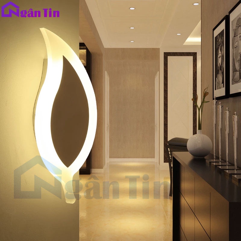 Đèn Led treo tường ốp tường hình chiếc lá trang trí trong nhà cầu thang 8W Led 3 chế độ màu VK217 Ngân Tin