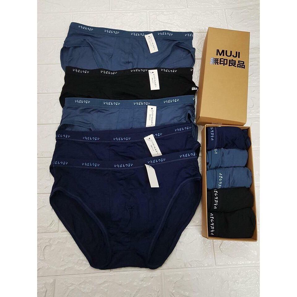 Hộp 5 quần sịp nam tam giác cotton trơn + Size XL XXL 3XL