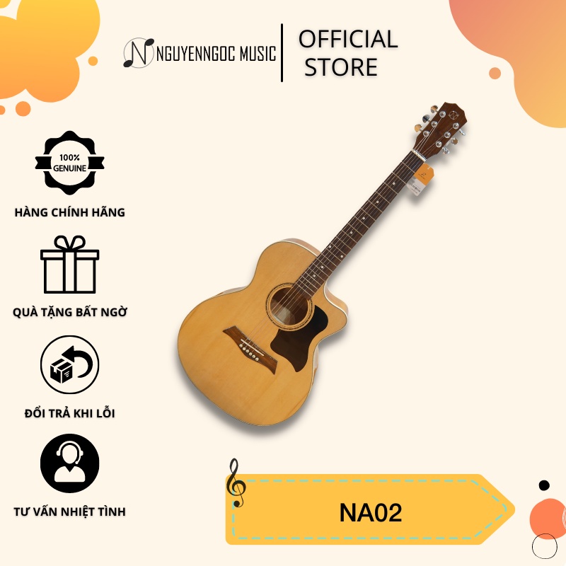 Đàn Guitar Acoustic NA02 Tặng Kèm Bao Đàn, Capo, Pick Hàng Cap Cấp