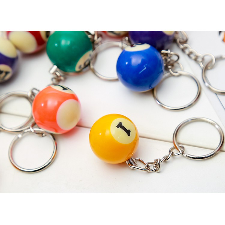Móc khóa đánh số từ 1-15 hình quả bóng bi-a độc đáo - HV Store