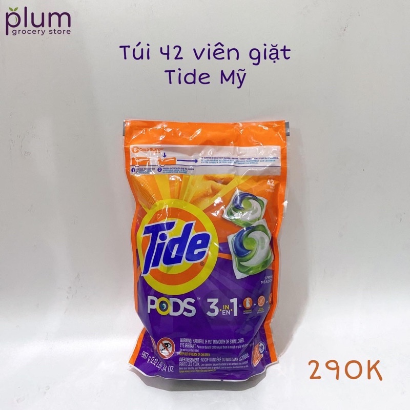 Viên giặt Tide pods 3 in 1 của Mỹ (bịch 42 viên)
