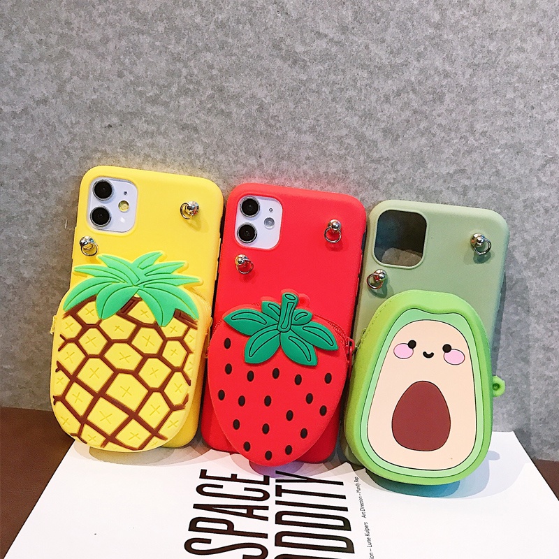 Ốp Điện Thoại Có Ví Hình Trái Cây Dễ Thương Cho Samsung A6 A7 A8 A9 2018 A6 A8 Plus J2 J3 Pro J4 J5 J6 J7