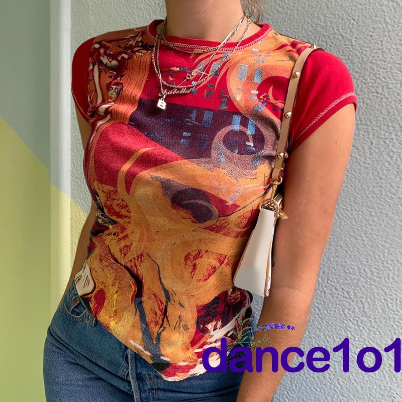 Áo Thun Nữ Tay Ngắn In Chữ Y2K Esthetic