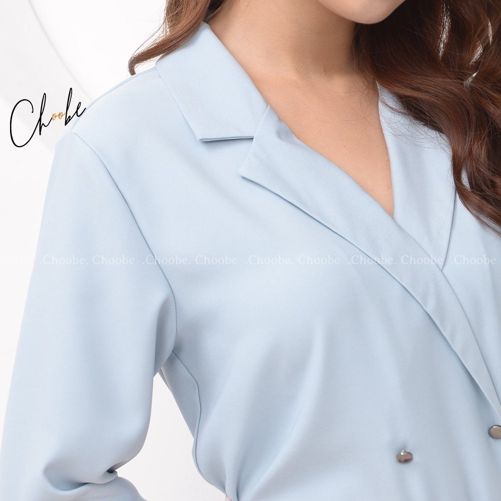 [Mã WABRM4  giảm 15% tối đa 50k đơn 150k] Áo sơ mi nữ Choobe thiết kế form suông sơ mi dài tay cổ vest cao cấp - A25 | BigBuy360 - bigbuy360.vn