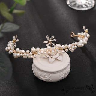 Set khuyên tai và cài tóc đính ngọc trai giả Handmade bắt mắt cho cô dâu