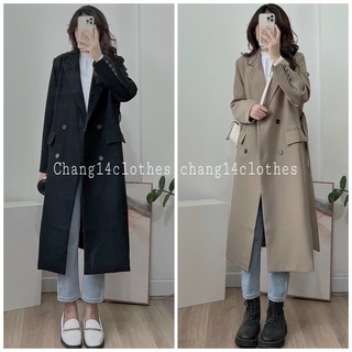  Áo khoác mangto dài cổ vest kèm đai QC Boiling 