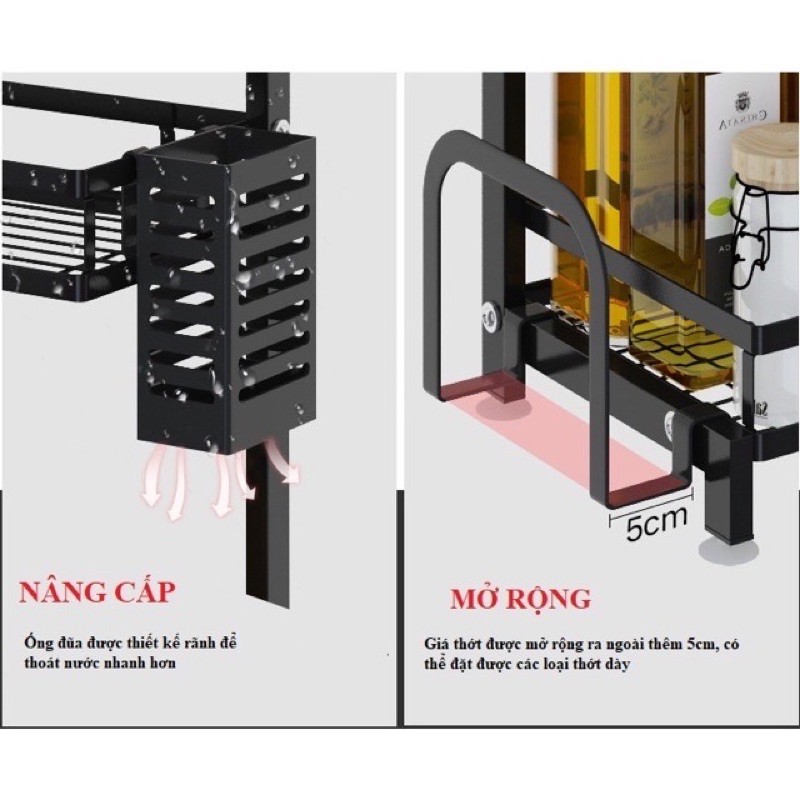 KỆ GIA VỊ SẮT ĐEN 3 TẦNG CHỊU LỰC TỚI 60kg Sơn Tĩnh Điện