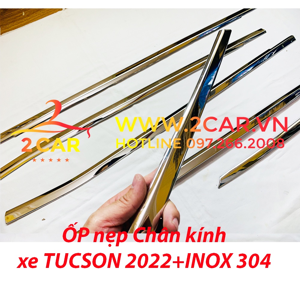 Nẹp viền chân kính xe Huyndai Tucson 2022- 2023, Chất liệu Inox cao cấp