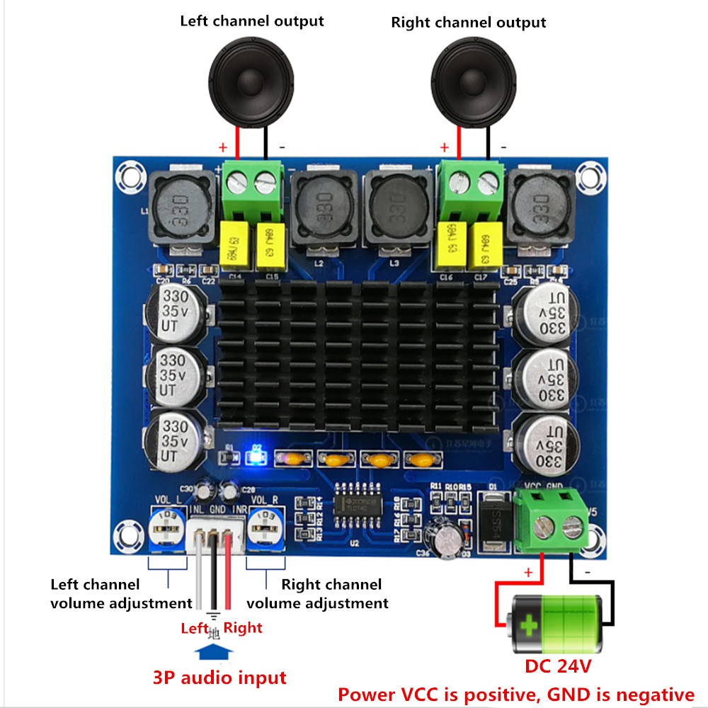 Bo mạch Ampli TPA3116D2 khuếch đại âm thanh kỹ thuật số Class D 120W+120W chất lượng cao