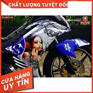 Tem Trùm Xe Exciter 135 Samurai Xanh Trắng