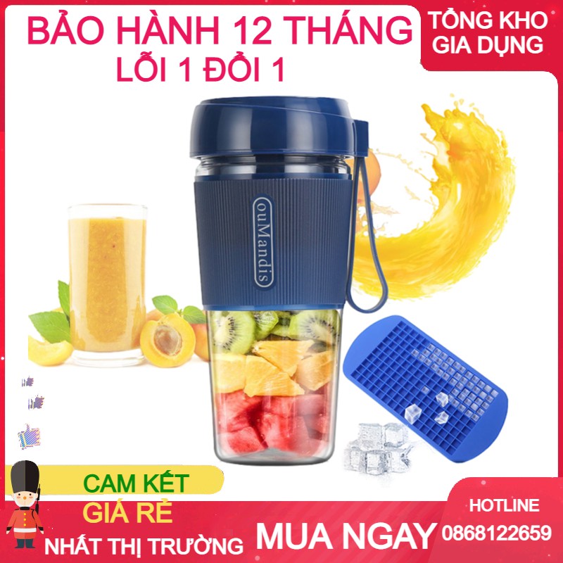 Máy Xay Sinh Tố Cầm Tay Mini Đa Năng Công Suất Lớn ouMandis Sạc Pin Tích Điện BẢO HÀNH 12 THÁNG