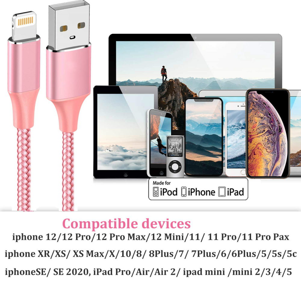 Cáp Sạc 2.4a Usb Cho Iphone 7 8 5s Se 6s Plus Xs Max Xr Xs Ipad Air Tablet