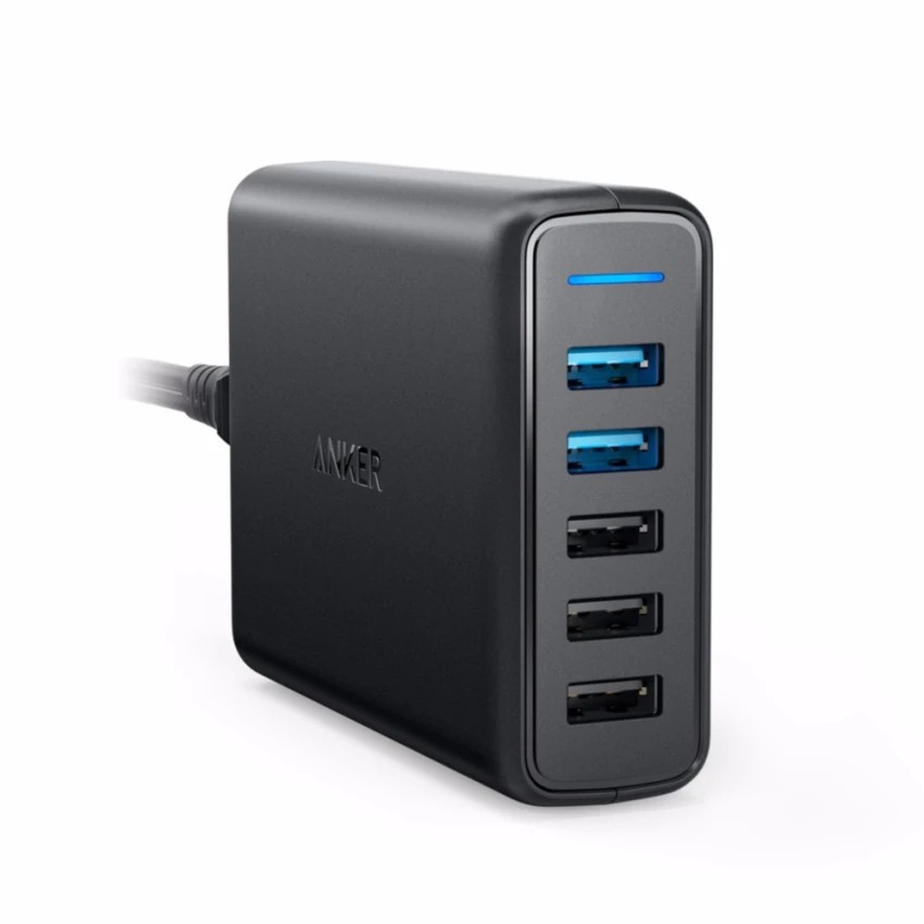 Sạc ANKER PowerPort Speed 5 cổng 63W có 2 cổng Quick Charge 3.0 (Đen)