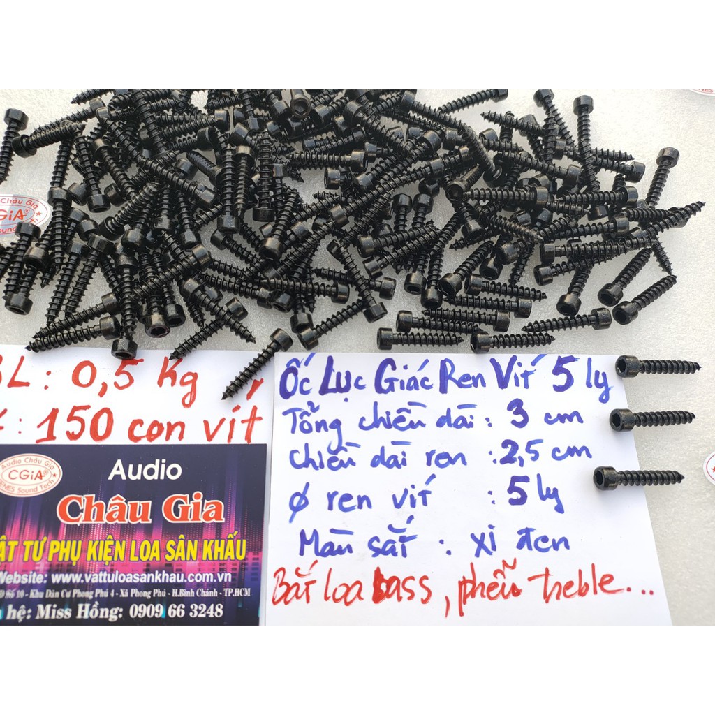 Ốc lục giác ren vít 5 ly 0.5kg Audio Châu Gia