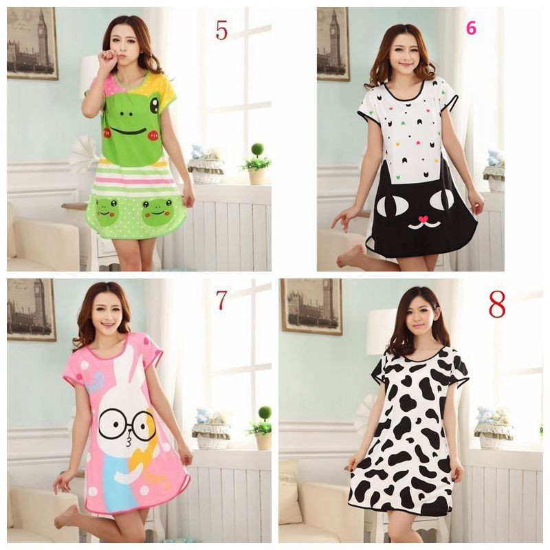 Đầm ngủ dáng suông in hình động vật đáng yêu cho nữ | BigBuy360 - bigbuy360.vn