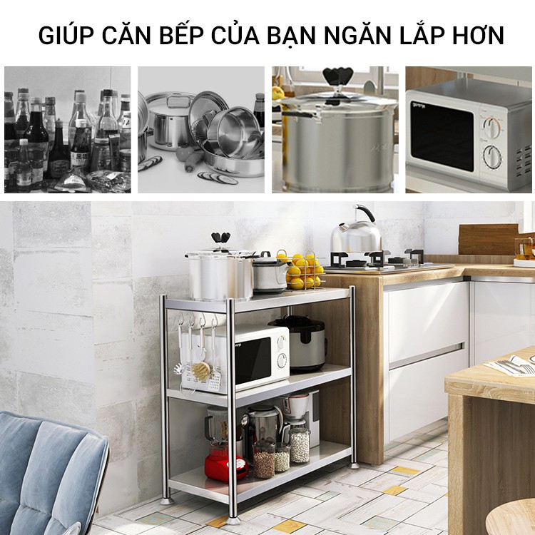 [ 𝐒𝐈𝐙𝐄 𝟖𝟎 - 𝟏𝟎𝟎 ] Giá Kệ Để Đồ Đa Năng INOX 304 VANDO, Kệ Để Lò Vi Sóng, Kệ Lò Nướng, Kệ Để Đồ Nhà Bếp