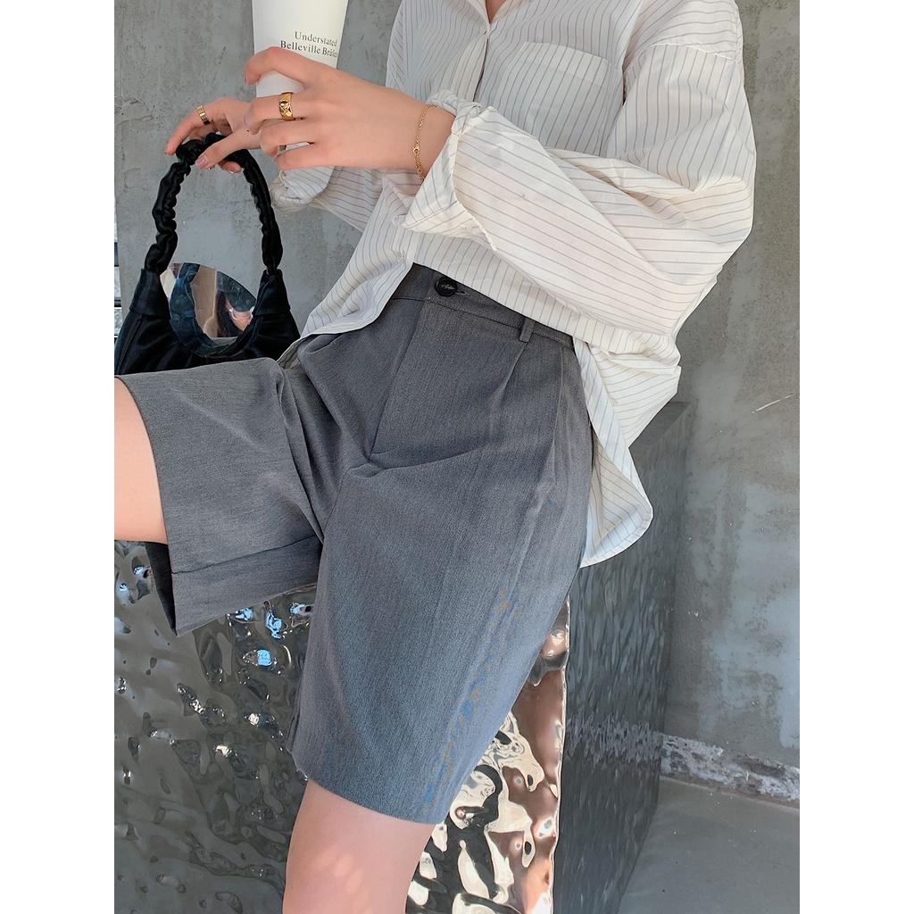 Quần ngắn SUXI ống rộng lưng cao thời trang thanh lịch cho nữ