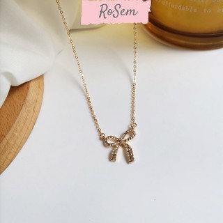 Dây chuyền nữ hình chiếc nơ lấp lánh phong cách Hàn