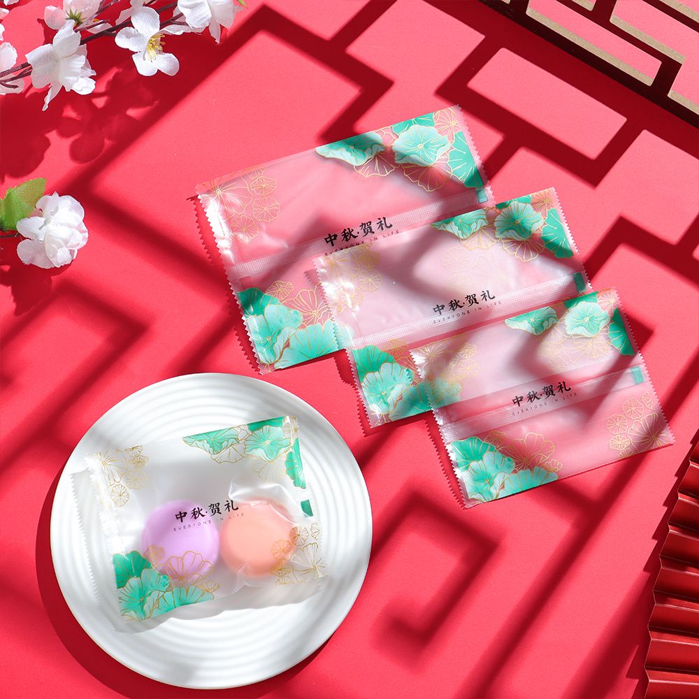 Set 100 Túi Miệng Phẳng Đựng Bánh Quy/Bánh Quy/Bánh Quy/Trứng Đỏ DIY Đa Ứng Dụng