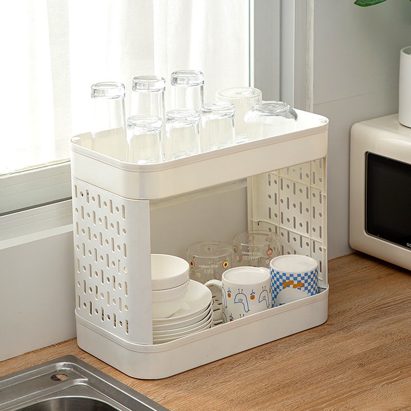 Giá Đỡ Cốc Hai Lớp Bằng Thủy Tinh Để Bàn Tiện Lợi Dành Cho Phòng Khách