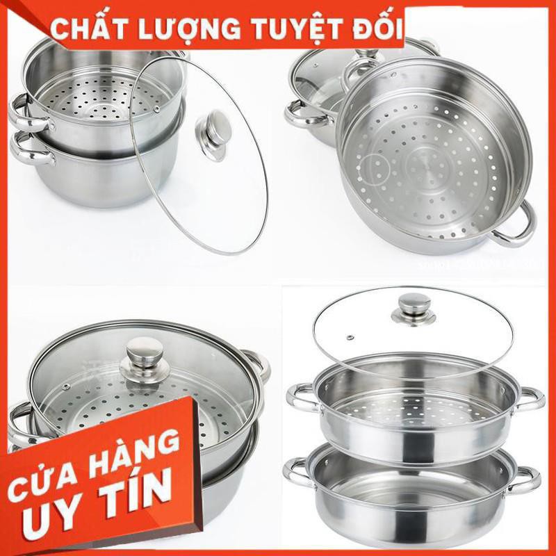 Nồi hấp INOX 2 tầng siêu đẹp,Nồi hấp 2 tầng 28cm