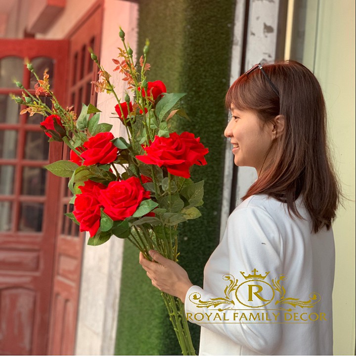 Hoa giả đẹp🌺 𝐅𝐑𝐄𝐄𝐒𝐇𝐈𝐏🌺 Hoa hồng nhung giả - hoa lụa cao cấp giống thật phủ nhung cắm bình đẹp, giống thật 95%