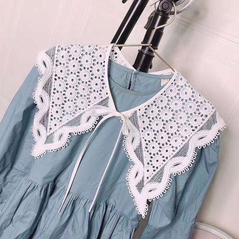 Khăn Choàng Cổ Giả Ren Thêu Họa Tiết Tròn Rỗng Có Thể Tháo Rời Cho Nữ