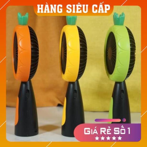 [Hàng xịn] Quạt mini cầm tay để bàn hình quả dứa  tích điện cầm 2 mức gió (tặng dây sạc) nhỏ gọn dễ sử dụng