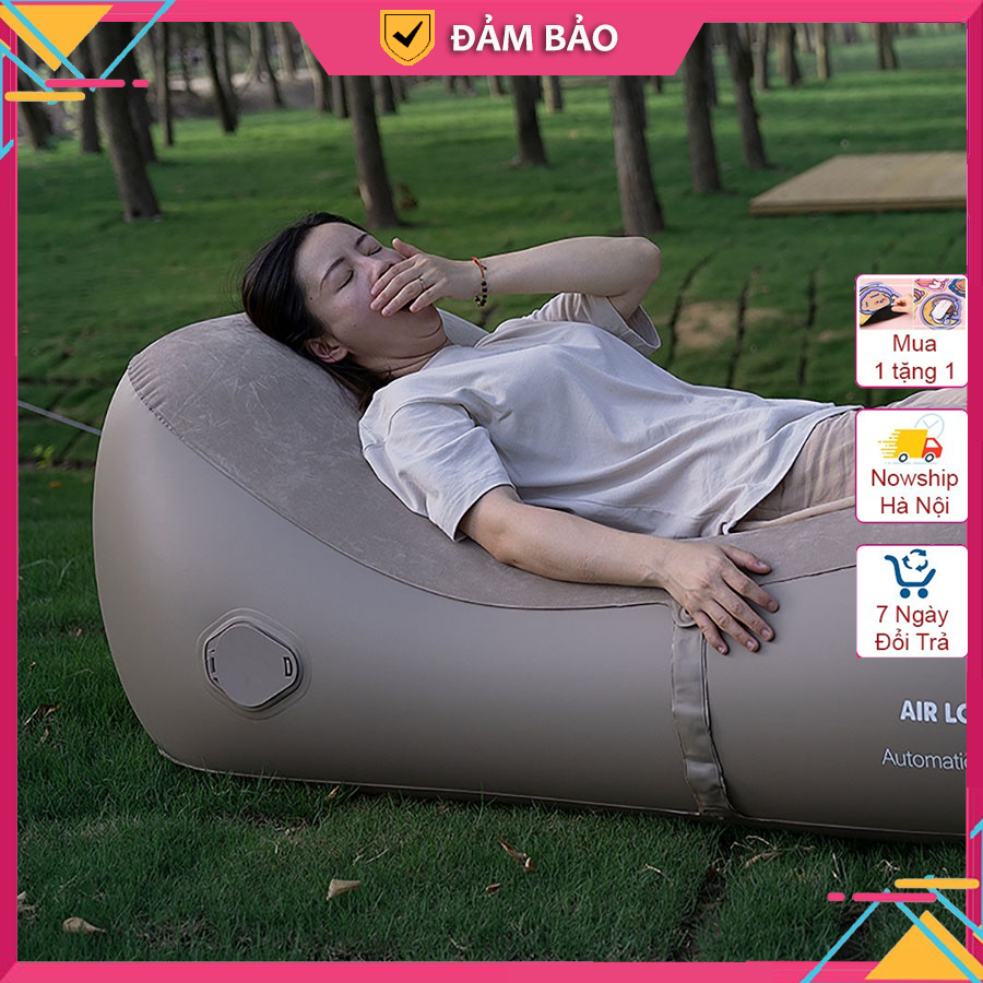 Ghế sofa giường, Ghế hơi dã ngoại dạng bơm tự động không cần cắm điện  chịu tải siêu tốt, chất nhung