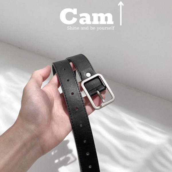 Thắt lưng bản nhỏ sơn tùng 2.3cm đục lỗ may viền - dây nịt lưng nam nữ kiểu hàn quốc 2.3cm chữ nhật lỗ Camcamvintage