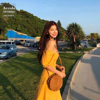 ĐẦM MAXI VÀNG CỔ U