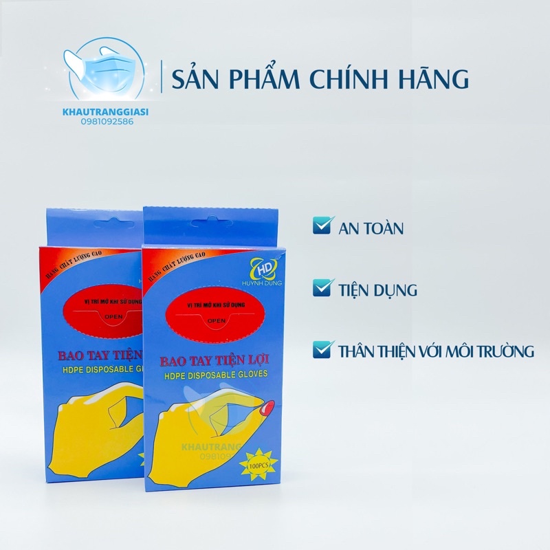 (Có sẵn) Găng tay nilon dùng 1 lần số lượng 100 chiếc/ hộp