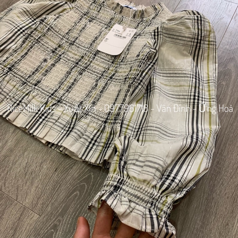 Áo kẻ tay bồng smock mayoral xuất dư xịn cho mẹ và bé