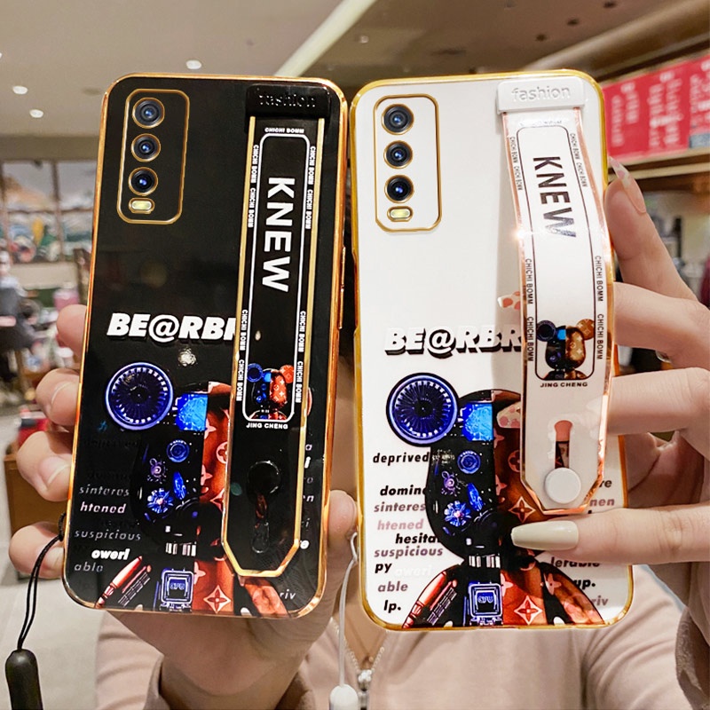 Ốp Điện Thoại In Hình Gấu Mạ Điện Kèm Dây Đeo Cho Vivo Y20 Y20i Y20S Y12S 2021 Y20S G Y20 2021 Y20A Y12A Vivo 2026