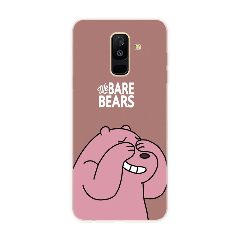 Samsung Galaxy A6 A6+ Plus A7 A8 A8+ Plus A9 2018 Soft TPU Silicone Phone Case Cover Three Bare Bears 2