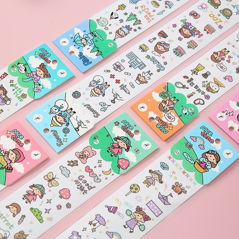 set sticker trang trí Nice time 8 chủ đề size 6 x 35 cm