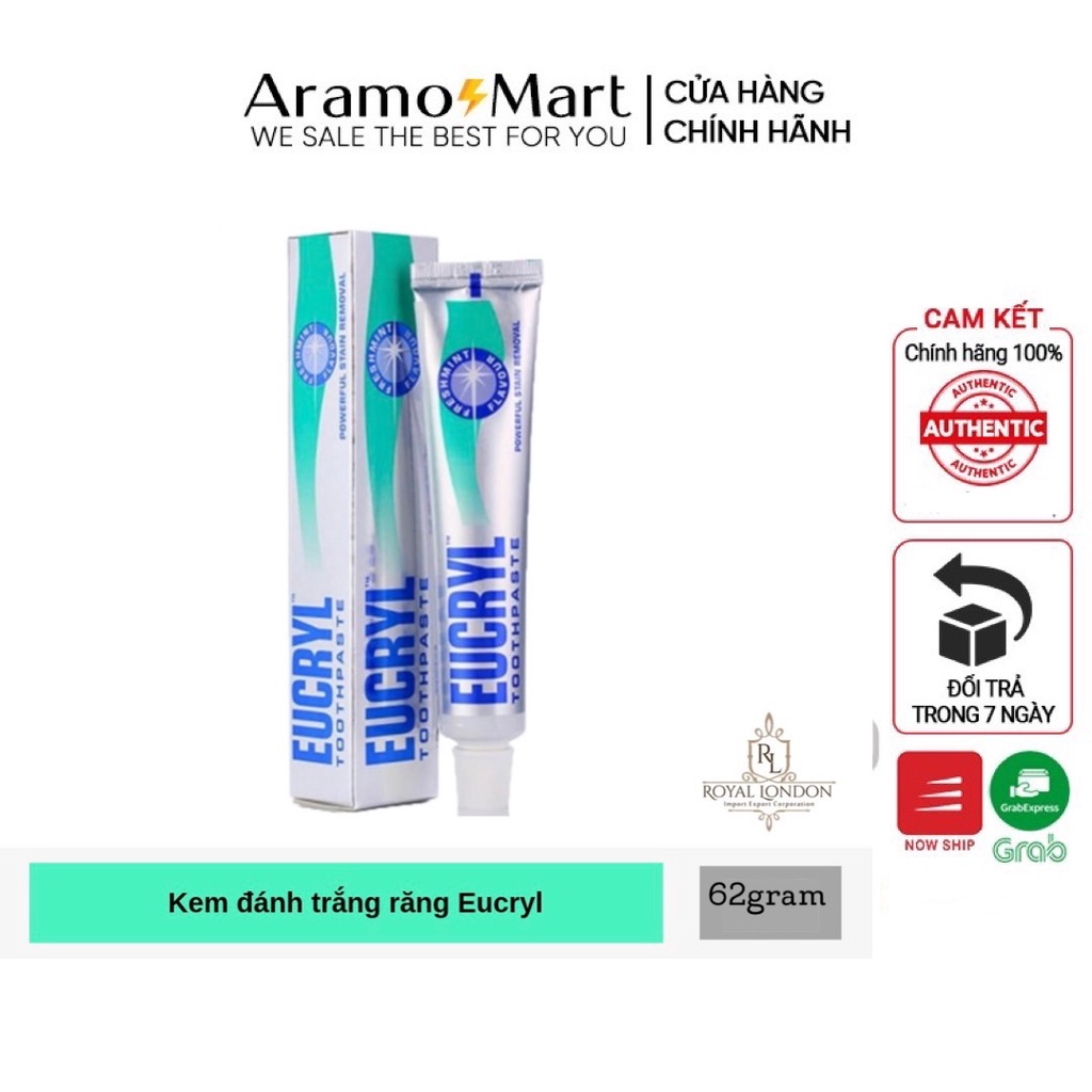 Kem đánh răng làm trắng sáng răng & thơm miệng Eucryl - Anh Quốc 62gram/tuýp