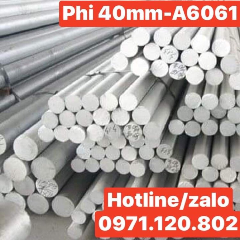 Nhôm cây đặc A6061 D40mmdài 300mm hàng Ấn Độ