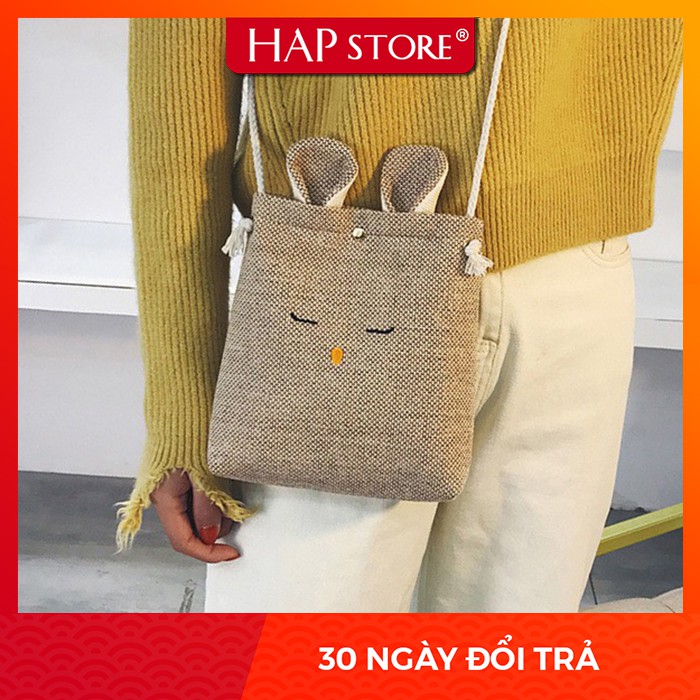 Túi tote đeo chéo nữ ⚡ FREESHIP ⚡ Túi vải đeo chéo nữ tai thỏ, chất liệu vải Canvas nhiều màu - HAP Store