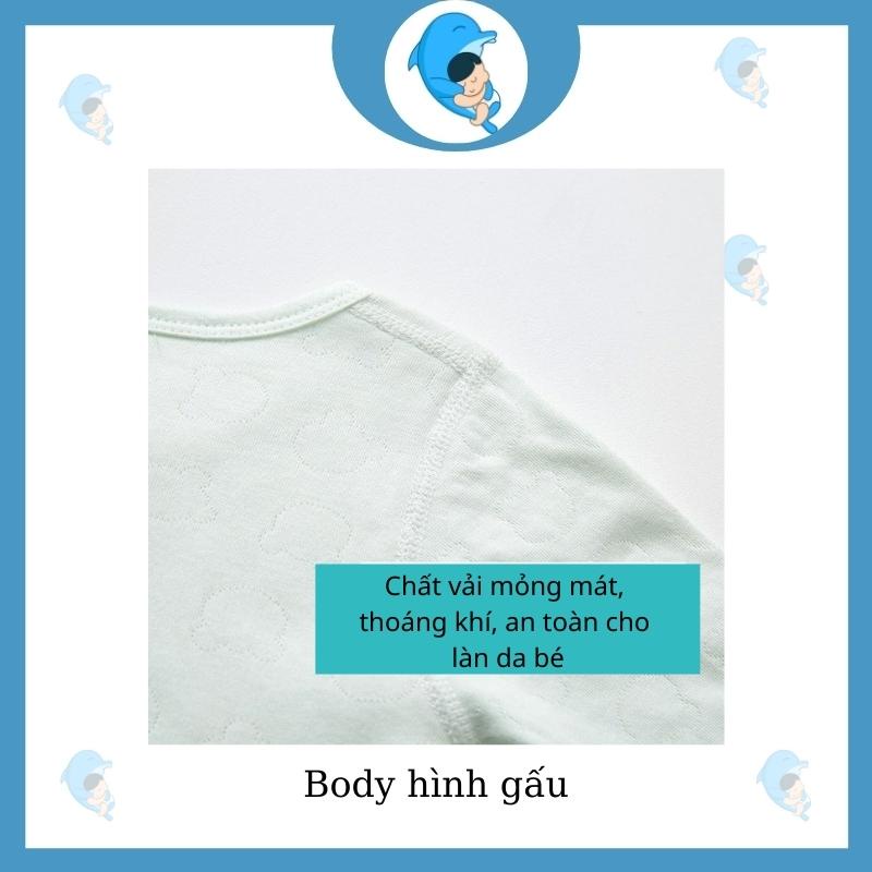 Bộ body dài tay Bodysuit cài giữa liền thân đáng yêu cho bé trai và gái sơ sinh 100% cotton cao cấp xuất Nhật